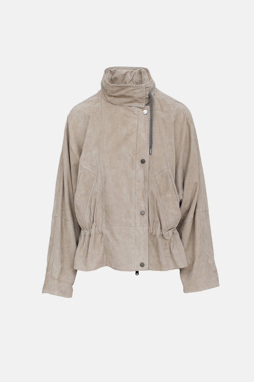 Brunello Cucinelli Suede Monili Jacket