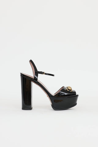 Gucci Patent Platform Claudia Hardware Pump