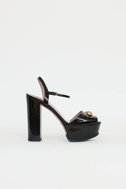 Gucci Patent Platform Claudia Hardware Pump