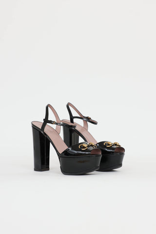 Gucci Patent Platform Claudia Hardware Pump