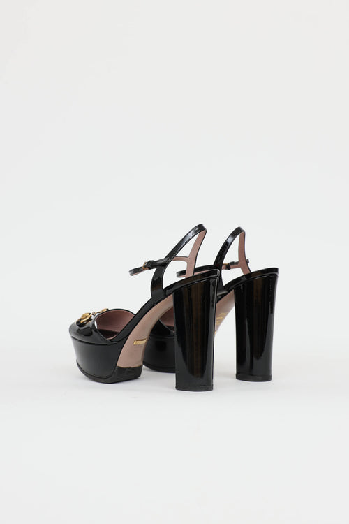 Gucci Patent Platform Claudia Hardware Pump