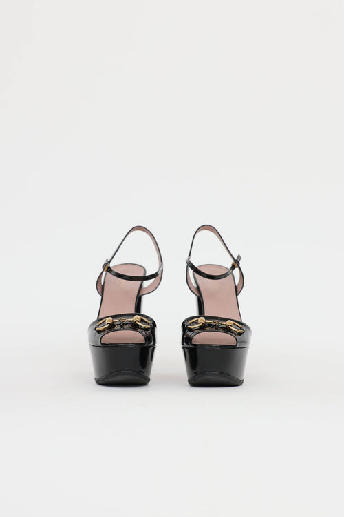 Gucci Patent Platform Claudia Hardware Pump
