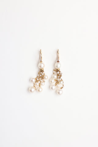 David Yurman 18K Pearl & Diamond Dangle Earrings