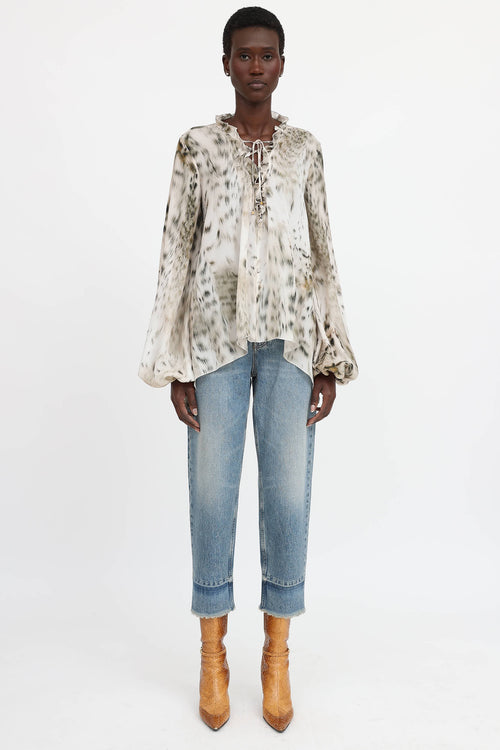 Blumarine Raw Hem Cropped Jeans