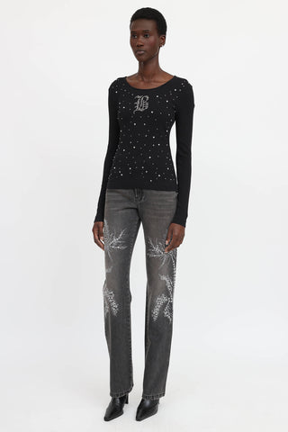 Blumarine Wildflower Embellished Jeans