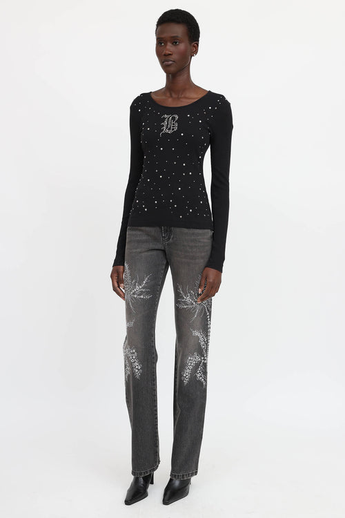 Blumarine Wildflower Embellished Jeans