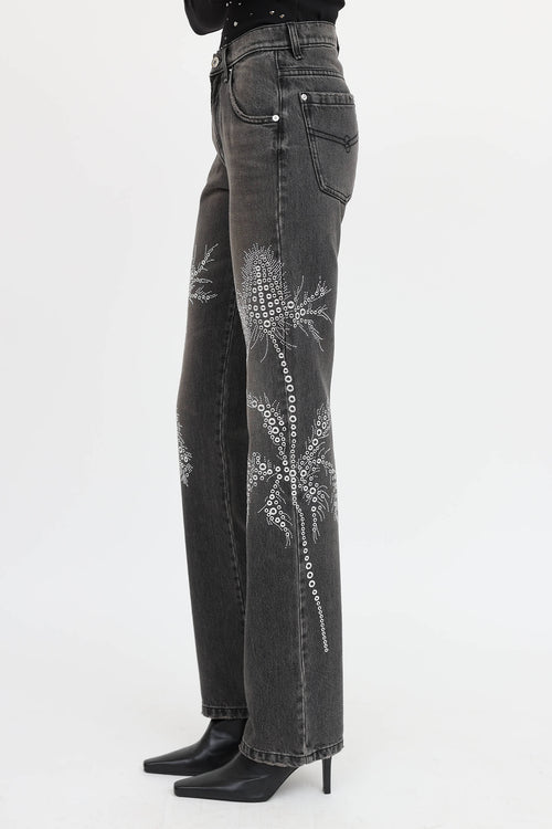 Blumarine Wildflower Embellished Jeans