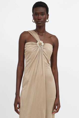 Blumarine Ruched Asymetric Gown