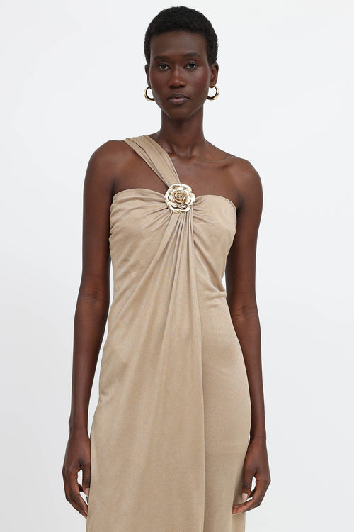 Blumarine Ruched Asymetric Gown