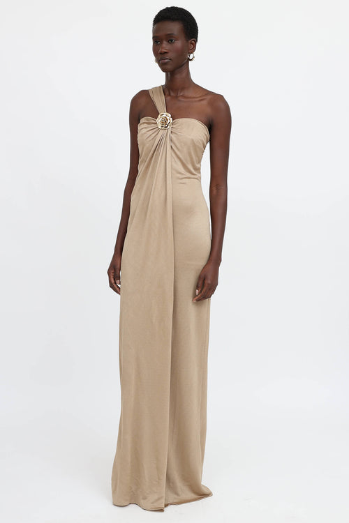 Blumarine Ruched Asymetric Gown