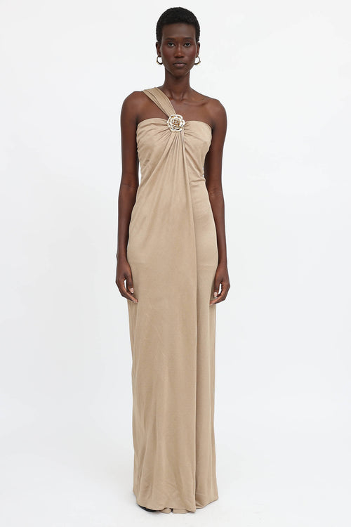 Blumarine Ruched Asymetric Gown
