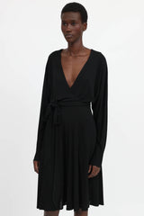Françoise Paris Belted V-Neck Dress