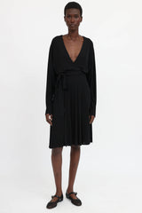 Françoise Paris Belted V-Neck Dress