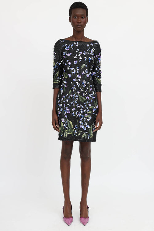 Blumarine Sequin Floral Dress