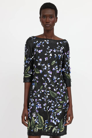 Blumarine Sequin Floral Dress