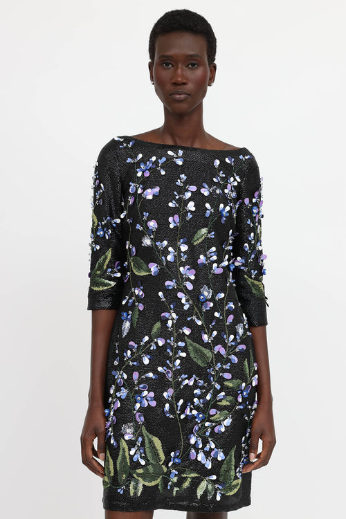 Blumarine Sequin Floral Dress