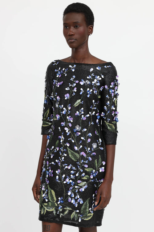 Blumarine Sequin Floral Dress