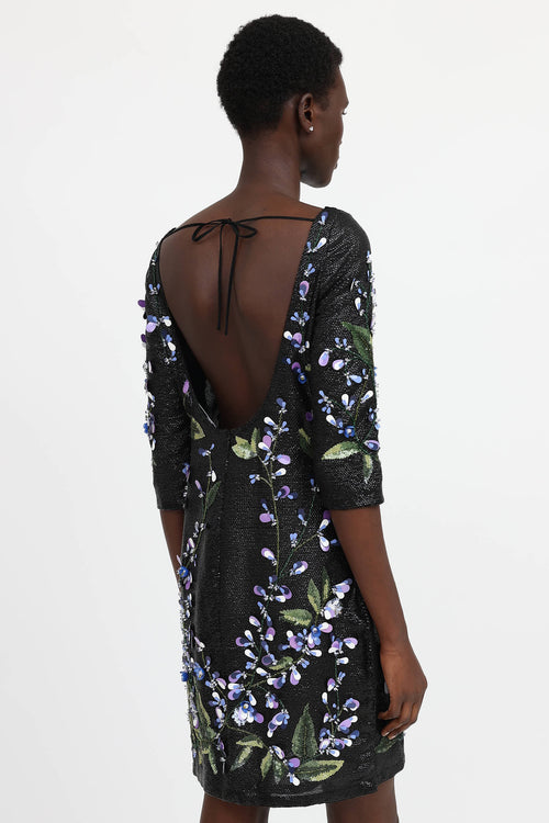 Blumarine Sequin Floral Dress