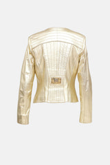 Gizia Metallic Leather Jacket
