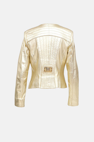 Gizia Metallic Leather Jacket