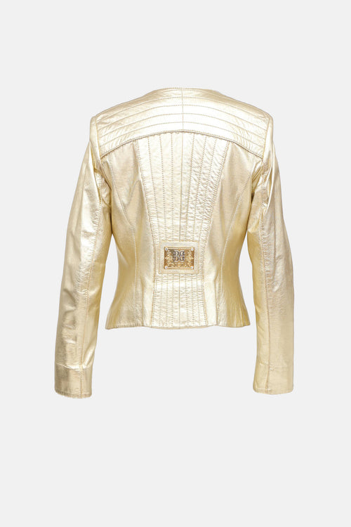 Gizia Metallic Leather Jacket