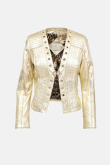 Gizia Metallic Leather Jacket