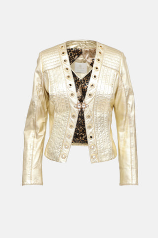 Gizia Metallic Leather Jacket