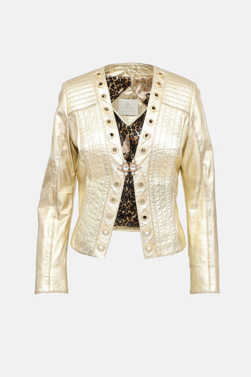 Gizia Metallic Leather Jacket