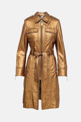 Gizia Metallic Leather Trench Coat