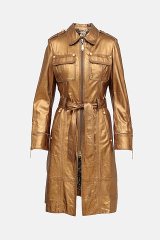 Gizia Metallic Leather Trench Coat