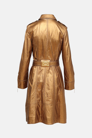 Gizia Metallic Leather Trench Coat