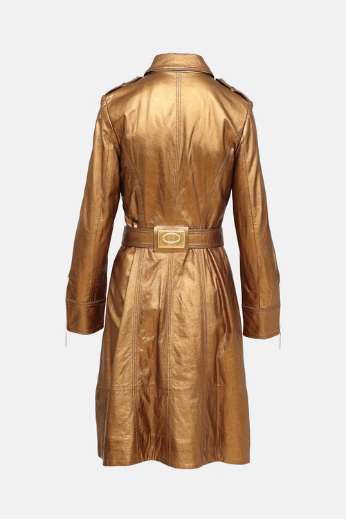 Gizia Metallic Leather Trench Coat