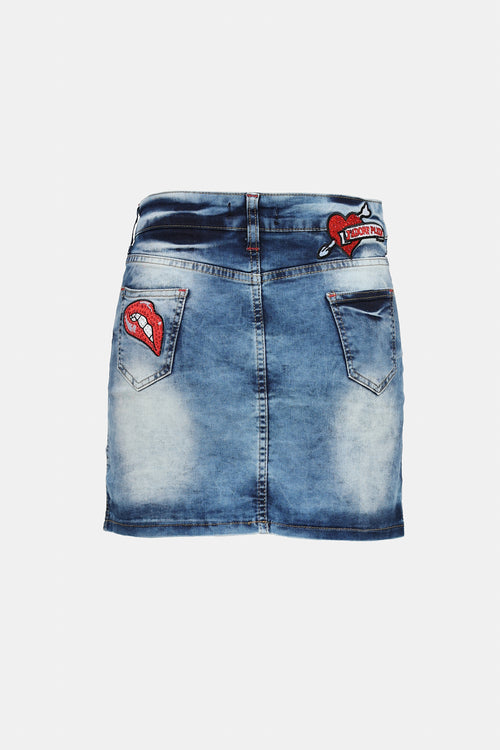 Acid Wash Denim Skirt