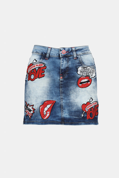 Acid Wash Denim Skirt