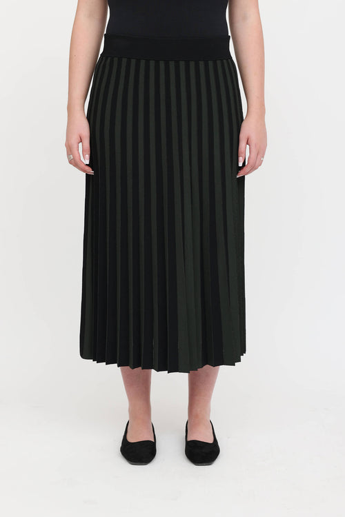 Akris Pleated Striped Midi Skirt