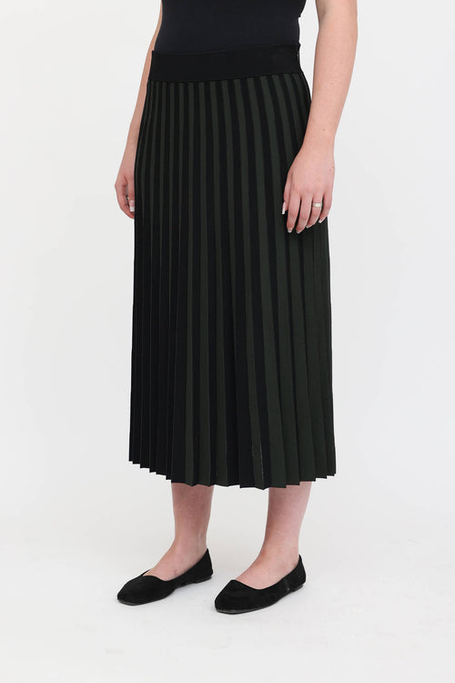 Akris Pleated Striped Midi Skirt