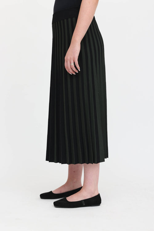 Akris Pleated Striped Midi Skirt