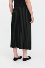 Akris Pleated Striped Midi Skirt