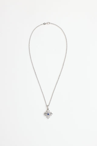 Fine Jewelry 18K White Gold & Sapphire Maltese Cross Necklace