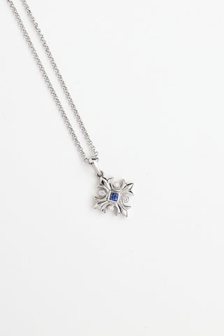Fine Jewelry 18K White Gold & Sapphire Maltese Cross Necklace