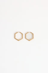 David Yurman 18K Yellow Gold Hexagon Carlyle Hoop Earrings