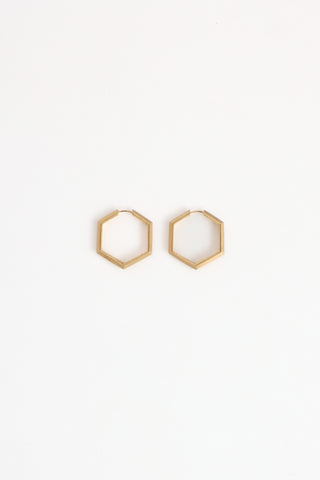 David Yurman 18K Yellow Gold Hexagon Carlyle Hoop Earrings