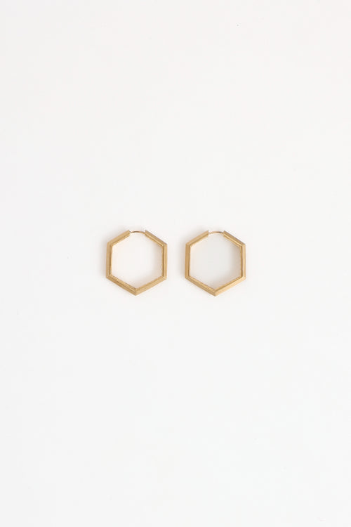 David Yurman 18K Yellow Gold Hexagon Carlyle Hoop Earrings