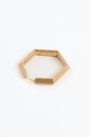 David Yurman 18K Yellow Gold Hexagon Carlyle Hoop Earrings