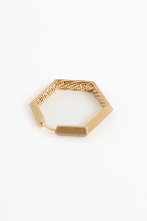 David Yurman 18K Yellow Gold Hexagon Carlyle Hoop Earrings