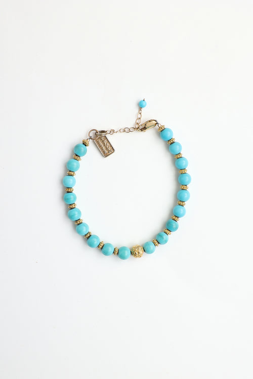 Fine Jewelry 14K Yellow Gold & Turquoise Bead Bracelet