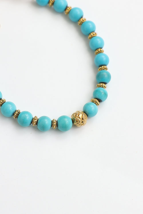 Fine Jewelry 14K Yellow Gold & Turquoise Bead Bracelet