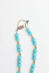 Fine Jewelry 18K Yellow Gold Pendant & Turquoise Bead Necklace