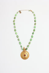 Fine Jewelry 18K Yellow Gold Amulet & Turquoise Bead Necklace