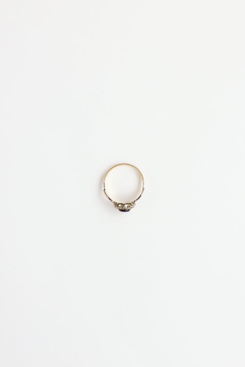 Fine Jewelry 10K Yellow Gold Enamel Garnet Ring